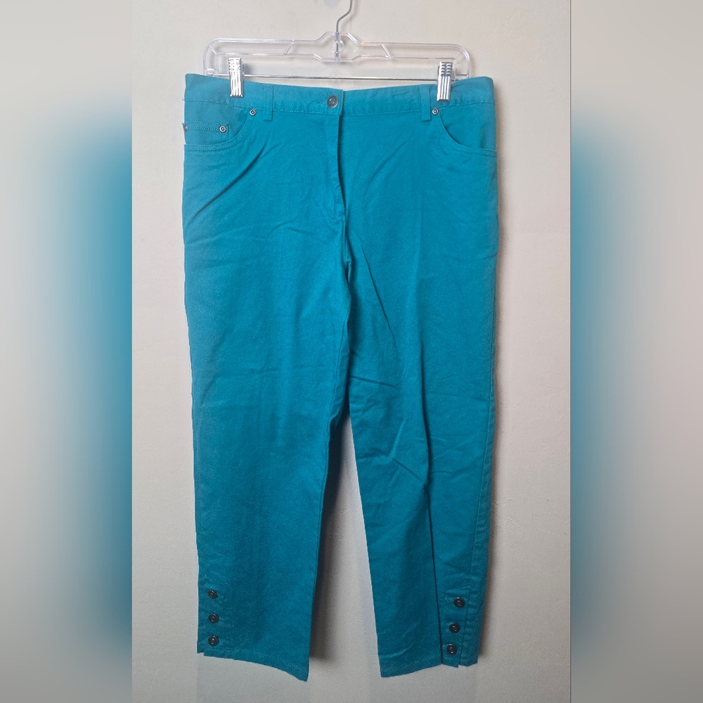 Ruby Rd. Teal Cotton-Blend Capri Pants NWT